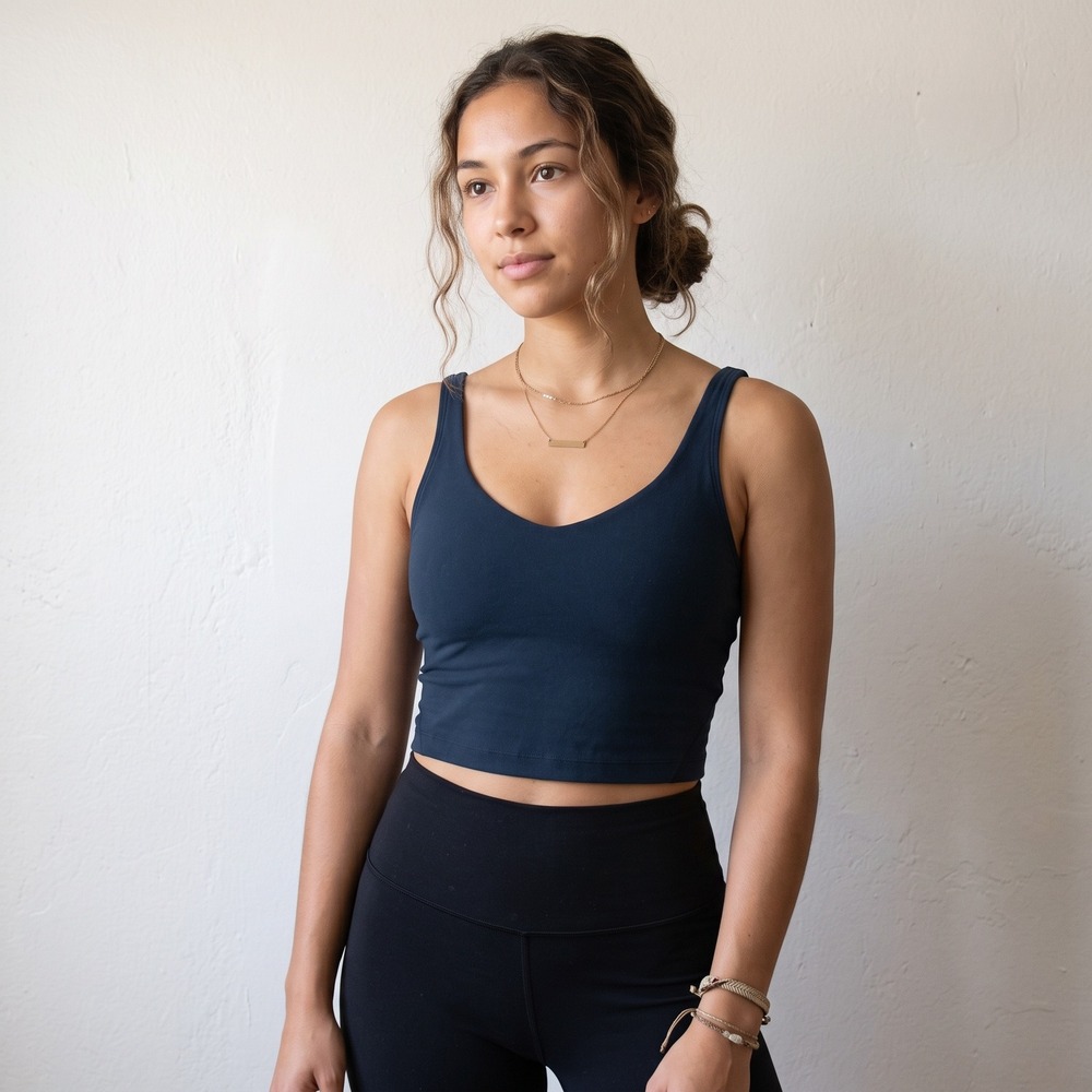 Lululemon Womens Align Tank Top 8 Dark Teal Cropped V-Neck Nulu Athleisure
